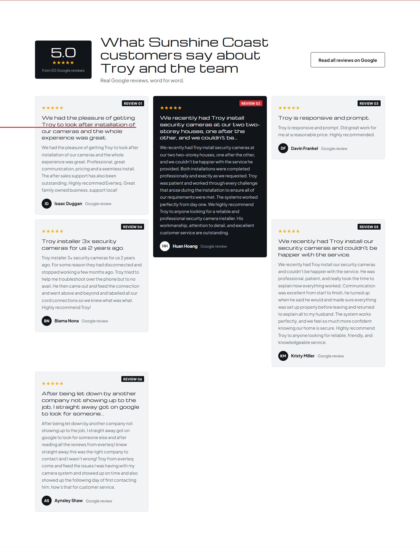 Real Google reviews, front and centre